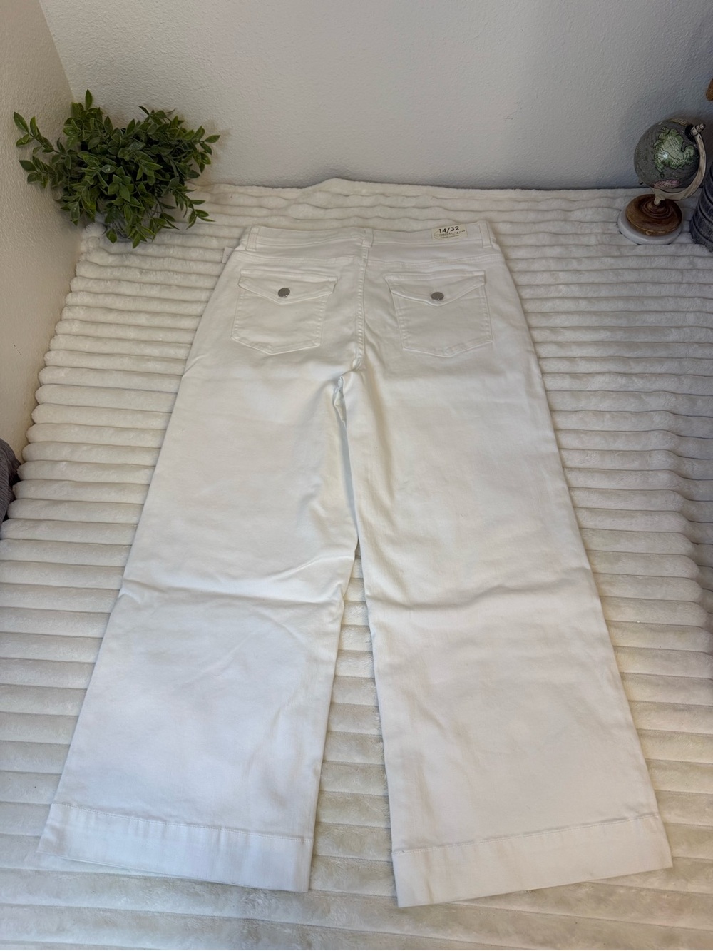 Curve Appeal white high rise wide leg crop jeans Size 14 32 - Picture 12 of 12